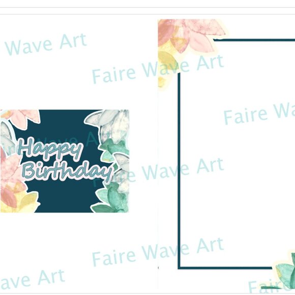 Tropical Pastel Floral Sampler of 5 Greeting Cards - Thank you, Happy Birthday - Picture 4 of 7